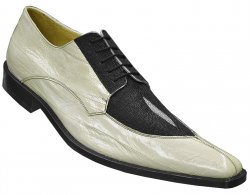 Belvedere "Milan" Bone / Black Genuine Stingray / Eel Shoes 2N4