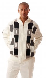 Silversilk Winter White / Black / Grey Zip-Up Microsuede / Knitted Sweater 2110