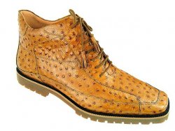 Giorgio Brutini Mustard/Gold Ostrich Print Genuine Leather Boots