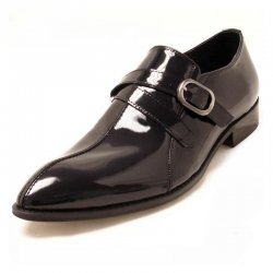 Encore By Fiesso Black Loafer Shoes With Buckle FI3167