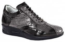 Mauri "Aquarium" M788 Grey Combo Glazed Python Print Design Snakeskin Design Leather Sneakers
