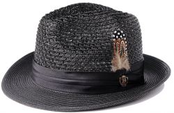 Bruno Capelo Black Fedora Braided Straw Hat BC-500