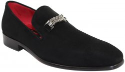 Emilio Franco "Francesco" Black Genuine Suede Loafer With Bracelet Shoes.