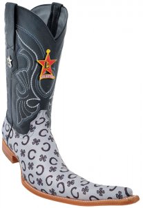 Los Altos Silver / Black Genuine Fashion Design 9X Pointed Toe Cowboy Boots 975391