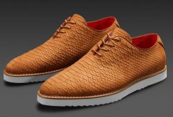 Tayno "Wager" Camel Python Embossed Vegan Suede Oxford Sneakers