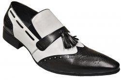 Zota Black / White Genuine Calf Skin Leather Perforation Pointed Toe Shoe HX729-8