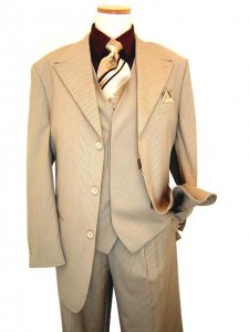 Mantoni Tan/Brown Super 140's 100% Virgin Wool Vested Suit