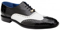 Belvedere "Varo" Black / White Genuine Alligator / Eel Wingtip Shoes R49.