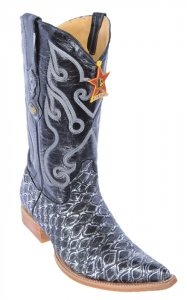 Los Altos Black Silver All-Over Anteater Print Cowboy Boots 3954891