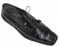 Romano "Twin" Black Genuine Crocodile Tail/Eel Shoes