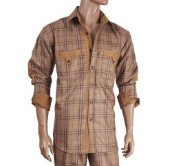 Inserch Caramel / Chocolate Brown Plaid Microfiber / Microsuede Outfit 133