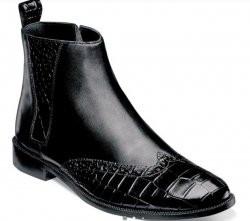 Stacy Adams "Fazio" Black Multi Genuine Leather Wingtip Side Zip Boots 25319-232.