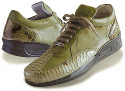 Mauri "Terrarium" M788 Olive / Malabo Green Genuine Calfskin / Genuine Python Sneakers With Air Bubble Sole