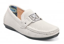 Stacy Adams "Primo" White Faux Leather Loafer Shoes With Leather Lining 24959-100