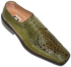 David Eden "Savior" Olive Green Genuine Crocodile/Lizard Shoes