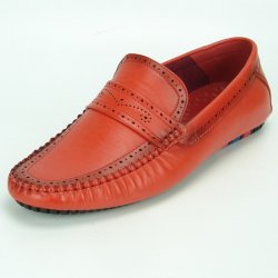 Fiesso Red PU Leather Perforated Casual Loafer FI2323.