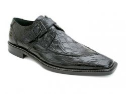 Mezlan Custom "Edmonton" Black Genuine Crocodile Leather Shoes