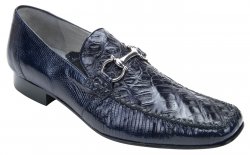 Belvedere "Italo" Navy Genuine Crocodile / Lizard Loafer Shoes With Bracelet 1010.