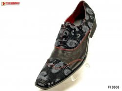 Fiesso Black With Grey Spiral / Silver Lurex Velvet Shoes FI8606