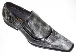 Fiesso Black/White Eel Print With Black Patent Leather Trim Loafer Shoes FI8235