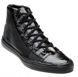 Belvedere "Angelo" Black Genuine Crocodile / Calfskin Sneakers 33683.