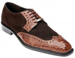 Belvedere "Pergola" Brandy / Brown Genuine Crocodile / Suede Shoes.