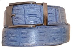 Serpi Denim Blue Alligator Print Genuine Leather Wide Width Belt FH/35