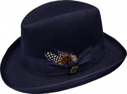Stacy Adams Navy Blue 100% Wool Felt Godfather Dress Hat SAW545