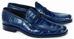 Mauri "Spada" 4692 Wonder Blue Genuine Alligator Loafer Shoes.