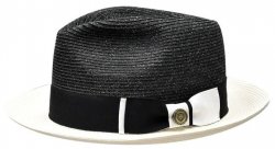 Bruno Capelo Black / White Hemp Straw Fedora Hat MB-450.