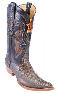 Los Altos Copper Genuine Crocodile Tail With Deer 3X Toe Cowboy Boots 952834