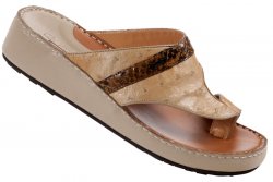 Mauri "1673" Brun Genuine Ostrich / Python Platform Sandals
