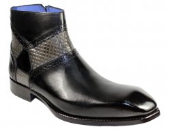 Emilio Franco "Remo" Black / Grey Genuine Calfskin Ankle Boots.