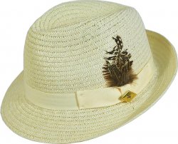 Stacy Adams Cream Panama Straw Dress Hat