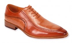 Antonio Cerrelli Cognac Eel Print Vegan Leather Moc Toe Oxford Shoes 6935