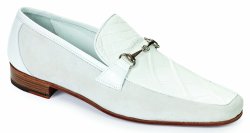 Mauri "Borromini" 4863 White Genuine Body Alligator / Calf / Suede Loafer Shoes With Horse bit.