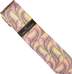 Stacy Adams Collection SA098 Plum / Lavender / Gold Paisley Design 100% Woven Silk Necktie/Hanky Set