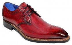 Fennix Italy "Tyler" Antique Red Genuine Alligator / Calfskin Lace-Up Shoes.