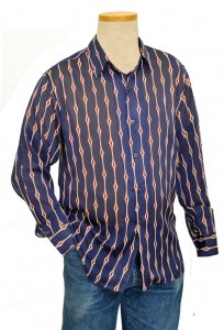 Pronti Navy / Red / White Microfiber Casual Long Sleeve Shirt S6222