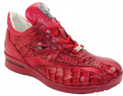 Fennix Italy 3044 Red Genuine Hornback Crocodile / Calf Leather Sneakers.