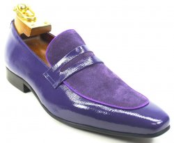Carrucci Purple Genuine Patent Leather / Suede Loafer Shoes KS1377-12SC