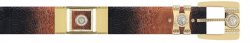 Los Altos Black Cognac Genuine Ostrich Leg With Rhinestone / Gold Plated Brackets Belt C1903558