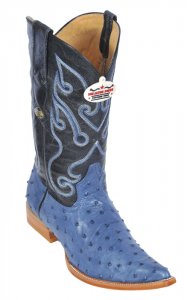 Los Altos Blue Jean All-Over Ostrich Print 3X Toe Cowboy Boots 3950314