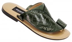 Mauri "1622/2" Forest Green Genuine Ostrich Leg / Light Forest Green Calf Leather Sandals