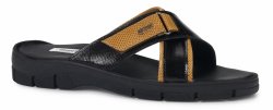 Mauri ''Sesia'' 5063 Black / Light Orange Genuine Karung Slide-In Sandals.