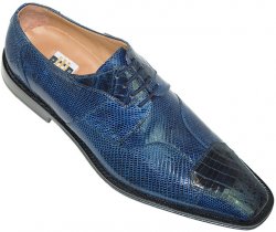 David Eden "Lexington" Navy Blue Genuine Crocodile/Lizard Shoes