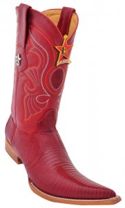 Los Altos Red Genuine Lizard Teju 6X Pointed Toe Cowboy Boots 960712