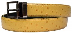 Serpi Mustard Ostrich Print Genuine Leather Belt F1/30