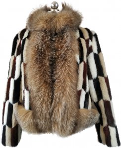 Winter Fur Ladies Crystal / Multicolor Genuine Mink / Fox Trimming Jacket W39S01CY.