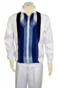 Silversilk White / Navy / Royal Blue Zip-Up Knitted Jacket Outfit 2388